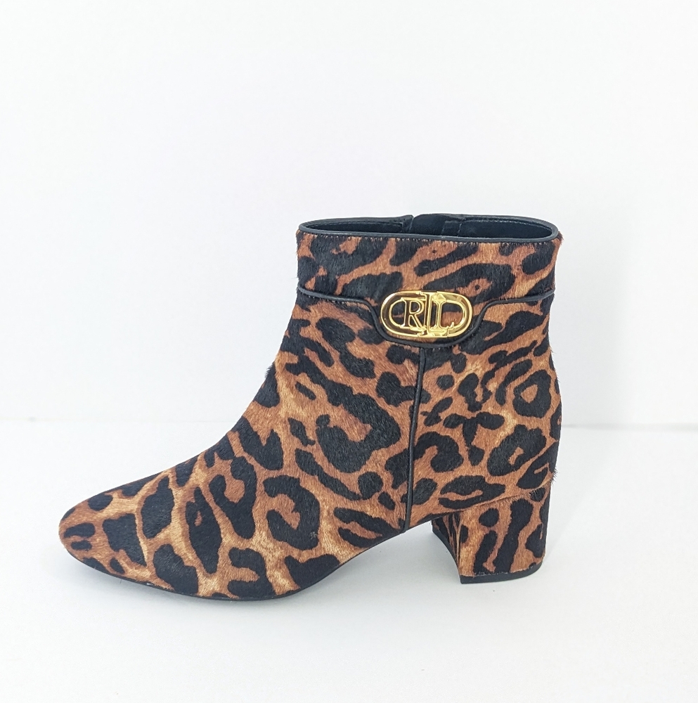 NWOT Lauren Ralph Lauren Leopard Ankle Boots - Picture 9 of 16